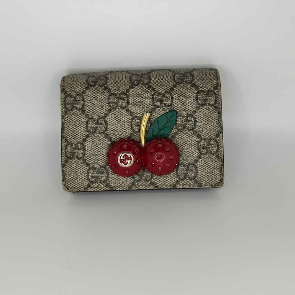 Gucci Red GG Supreme Canvas Cherry Wallet